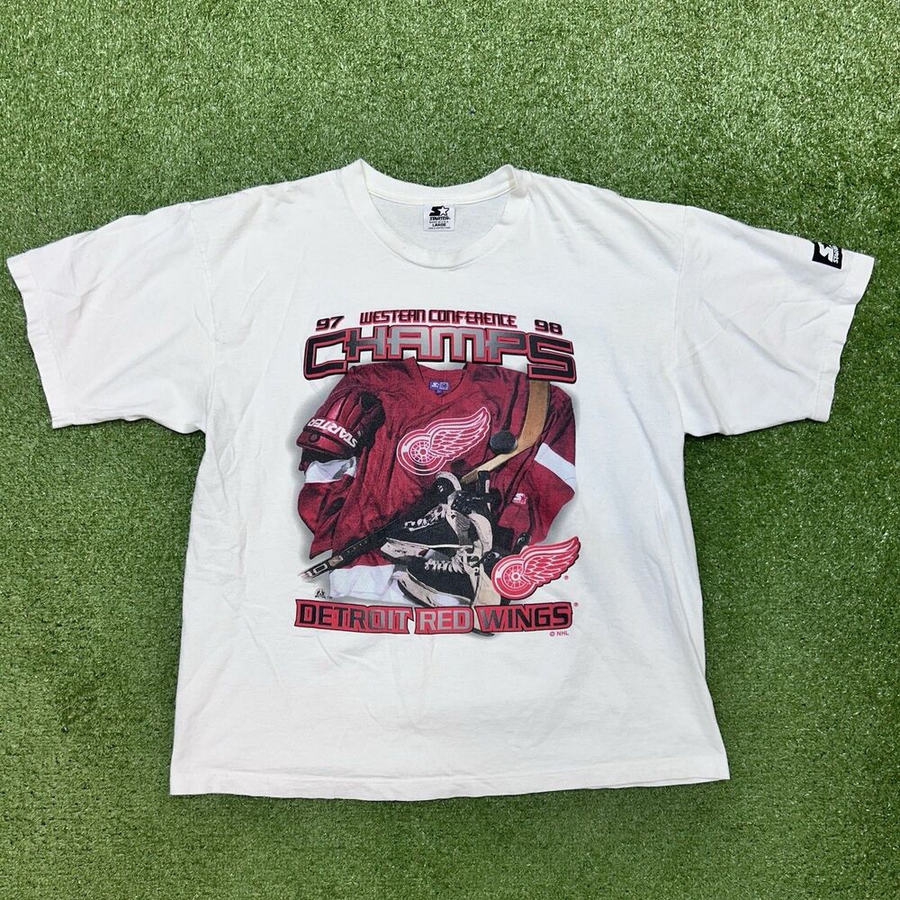 Vintage Starter Detroit Red Wings 1997 - 98 Western Conf Champs Tee Size Large